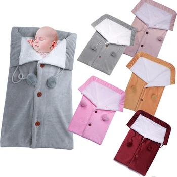 

New Arrival Baby Winter Warm Sleeping Bags Infant Button Knit Swaddle Wrap Swaddling Stroller Wrap Toddler Blanket Sleeping Bags