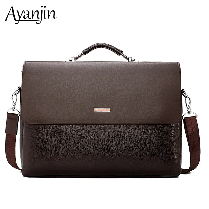 Мужской деловой портфель, Офисная водонепроницаемая сумка для ноутбука 13, 13,3, 14 дюймов, мужская сумка из искусственной кожи, портативный чехол, мужские сумки-мессенджеры