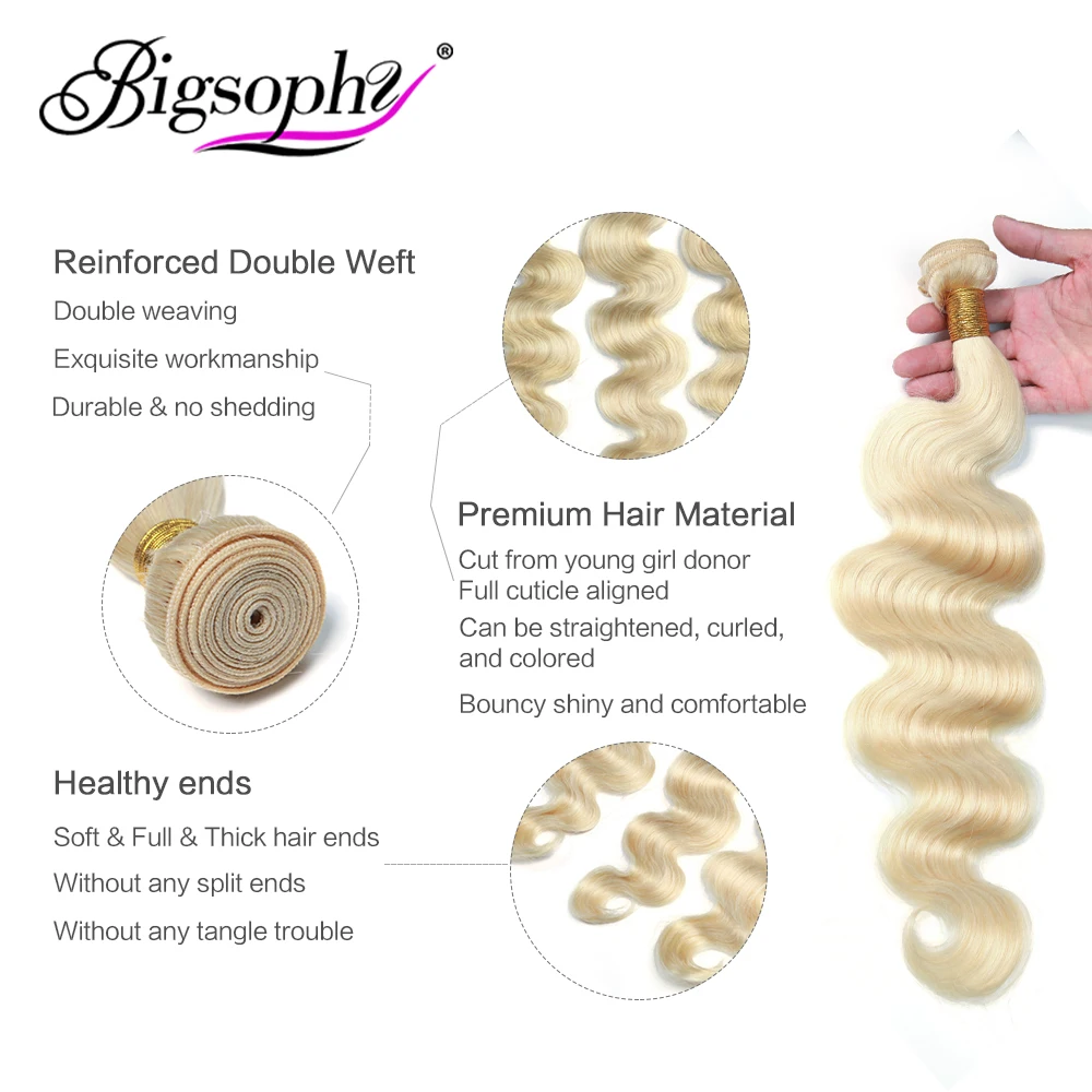 613 bundles Brazilian Hair Body Wave Bundles 1 pcs 3 pcs 4pcs Blonde bundles Hair Extensions Human Remy Hair 8-30 inch Bigsophy 613 bundles Brazilian Hair Body Wave Bundles 1 pcs 3 pcs 4pcs Blonde bundles Hair Extensions Human Remy Hair 8-30 inch Bigsophy