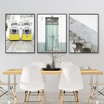 

Modern Wall Art Poster Urban Canvas Painting Lisbon Travel Posters and Prints Abstract Pictures for Living Room Frame