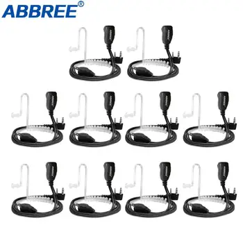 

10PCS ABBREE 2 Pin PTT MIC Headset Covert Acoustic Tube In-ear Earpiece For Kenwood TYT Baofeng UV-5R BF-888S Radio Accessories