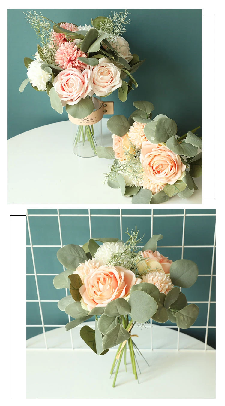 JAROWN Artificial Roses Bouquet Simulation Plants Fake Flowers Wedding Bridesmaids Holding Flowers Home Decorations (12)