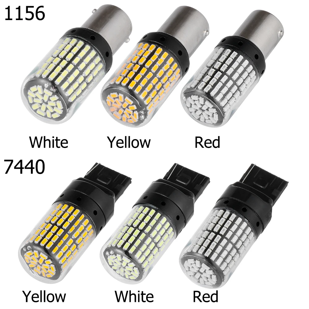 2 шт. 7440 1156 BA15S 3014 144SMD нет Hi-Flash СВЕТОДИОДНЫЙ Автомобильный сигнальный светильник поворота лампа Автомобильный светодиодный тормозной светильник 12-24 В сменная CAN-шина запчасти