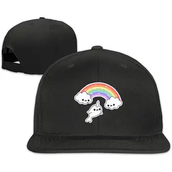 

Rainbow Narwhal Low-Rice Dance Men/Women Baseball Cap, Unisex Flat Brim Trucker Hat