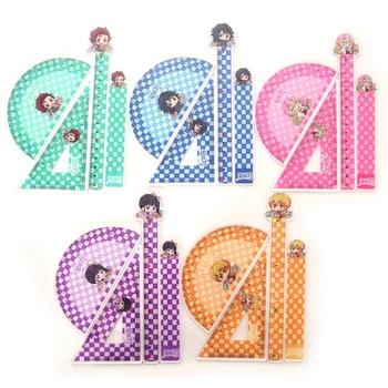 

New Anime Demon Slayer: Kimetsu No Yaiba Measuring Ruler Set Scale Students Straight Ruler Triangular Ruler Set Gift