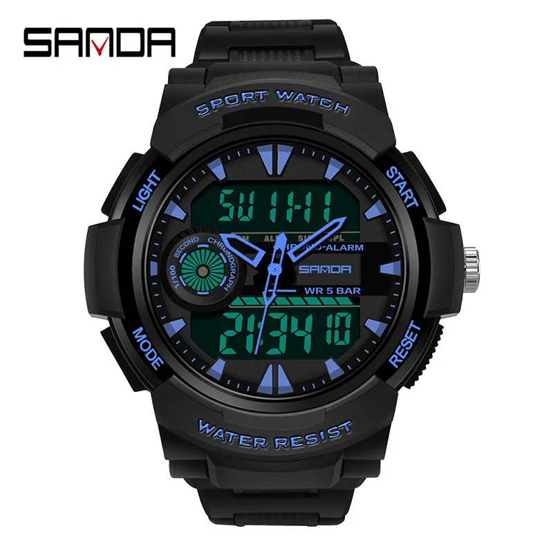 Large Men Watches Digital Watch Luminous 5BAR Waterproof Male Sport Watch Quartz Dual Display relogio masculino
