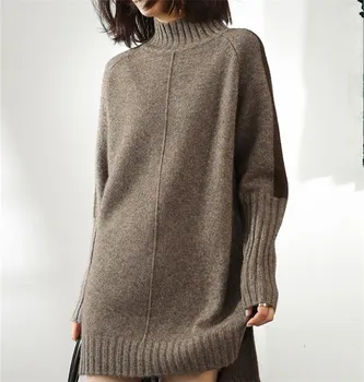 

2019 Cashmere Sweater Women's Knitted Turtleneck Sweater Winter Cashmere Long Sweater For Women Warm Sweaters