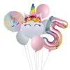 Ballons en forme de licorne arc-en-ciel pour enfants de 1, 2, 3 et 4 ans, décoration de fête d'anniversaire, thème licorne, jouet de mariage ► Photo 2/6