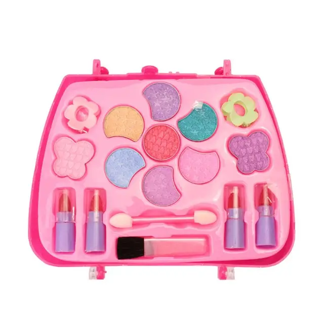 Safe Non Toxic Children Girl Princess Makeup Set Eyeshadow Lipstick Brush Kit Pretend Play Education Toy 77HD 1