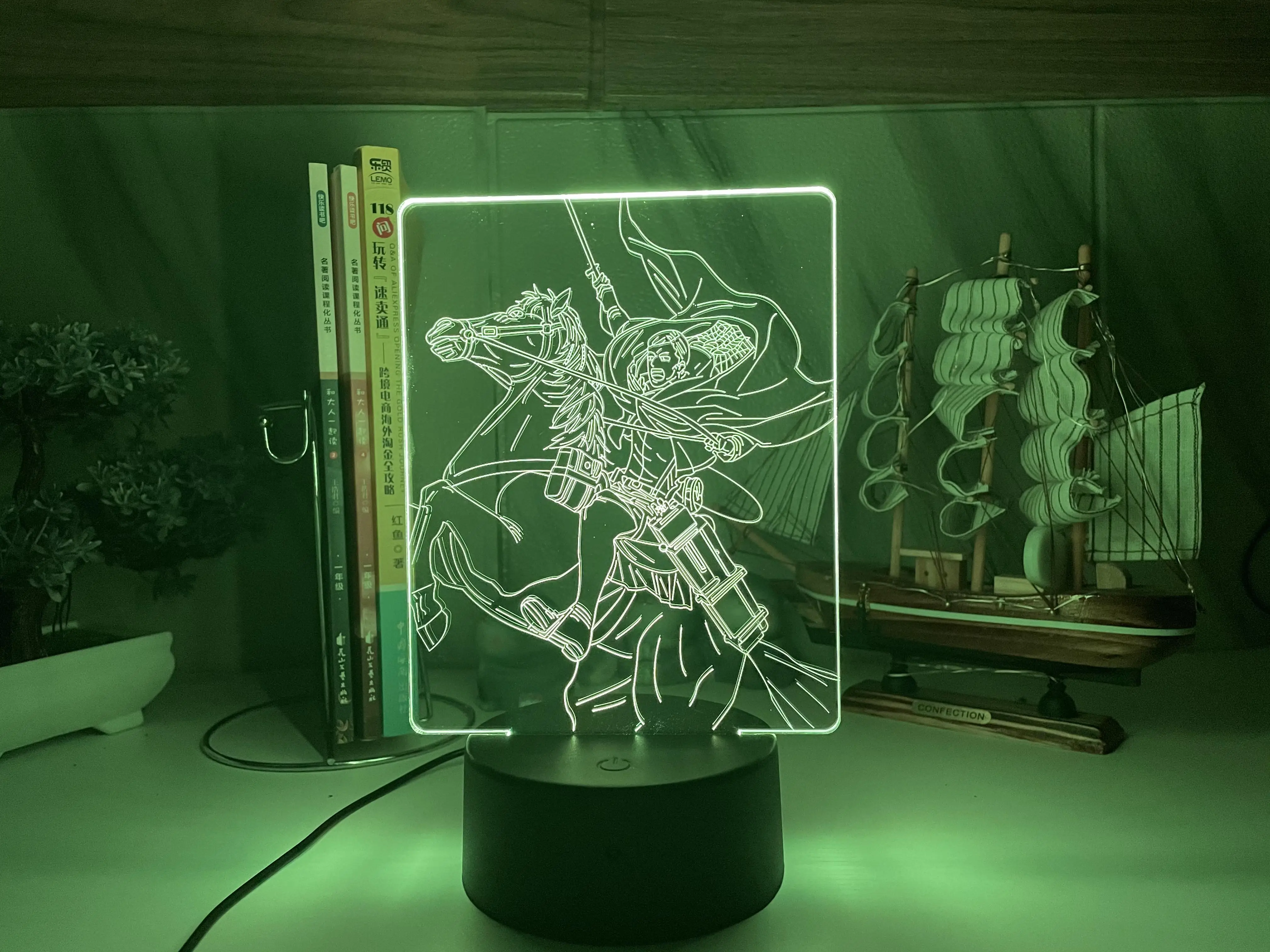 Ataque em Titã Luz para Decoração do Quarto Anime Lâmpada Erwin Smith Crianças Presente Led Night Light 3d 8 smith luz para decoração do quarto crianças