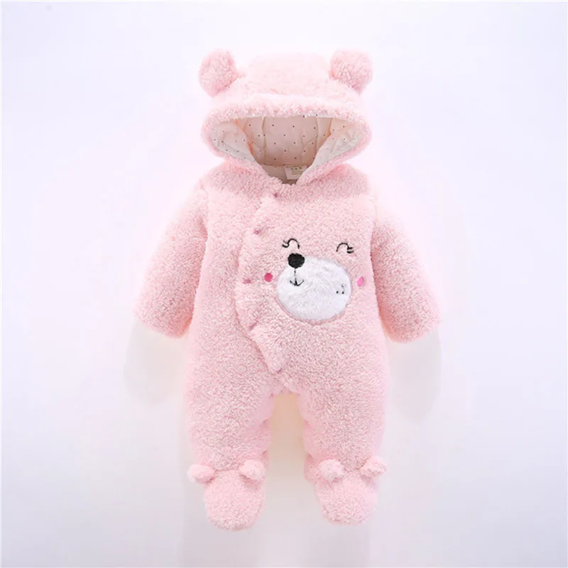 Pink Детский комбинезон; осенне-зимний комбинезон для новорожденных; одежда с капюшоном для малышей; одежда для малышей; милый комбинезон костюмы для малышей - Цвет: Pink