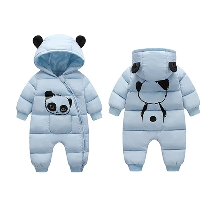 Зимняя одежда для малышей; плотный комбинезон для новорожденных; комбинезон с героями мультфильмов; пальто с капюшоном; хлопковый костюм с наполнителем из пуха; Верхняя одежда для малышей