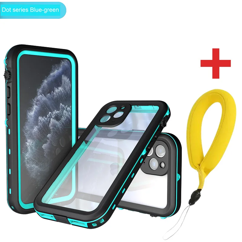 Blue with Strap SHELLBOX водонепроницаемый чехол для iPhone 11 Pro Max 360 Защита противоударный чехол для плавания и дайвинга чехол для телефона подводный чехол - Цвет: Blue with Strap