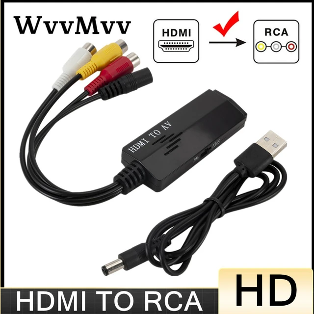 Conversor de HDMI a RCA, adaptador de HDMI a audio compuesto de video, HDMI  a AV, compatible con PAL/NTSC para PS4, Xbox, Switch, TV Stick, Roku