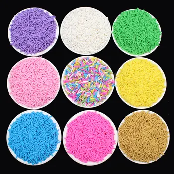 

100g/lot Polymer Soft Clay Gracile Cylindrical Candy Sprinkles for Delicious Cake Decoration , Slime Filler Accessories