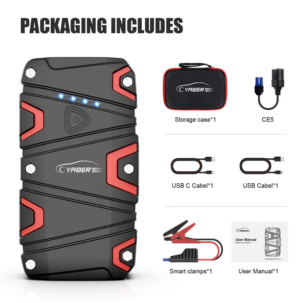 Yaber стартер 1200A аварийный автомобиль аккумулятор 15000 мАч Power Bank авто усилитель IP68