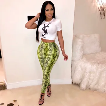 

Sexy Ladies Womens High Waist Snake Skin Print Gray Yellow Rose Leggings Pants Slim Fit Trousers Pants S-XL