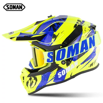 

Soman SM633 Motorcycle Flip up Motocross Helmet+SM15 Goggles casco moto ECE Approved Full-face downhill off road scooter kask