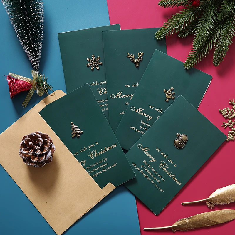 Creative vintage metal gilding handmade Christmas greeting card to send employees thanks for blessing business | Дом и сад