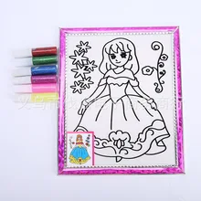 Дети DIY большой размер позолоченная картина с шестью ручками 20X24 см детская акварель, рисование сухим песком