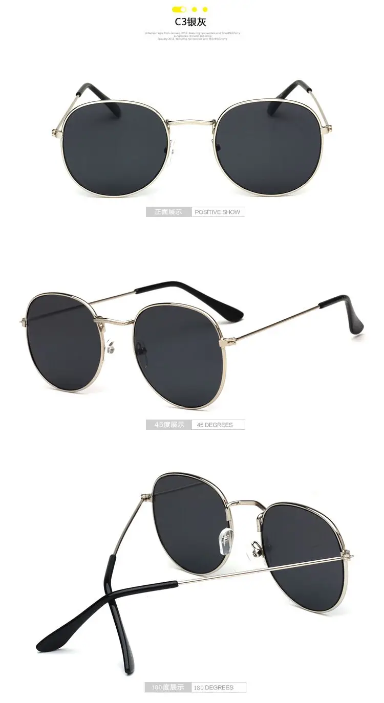 Classic Small Frame Round Sunglasses Women/Men Brand Designer Alloy Mirror Sun Glasses For Female Vintage sunglasses women