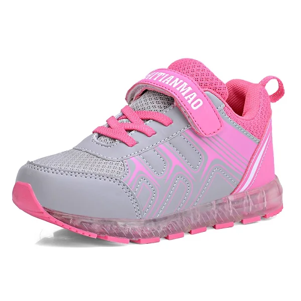 Led Children Shoes Sports Fashion USB Charging Shoes With Light Up Kids Casual Boys&Girls Luminous Sneakers Mesh surface - Цвет: Розовый