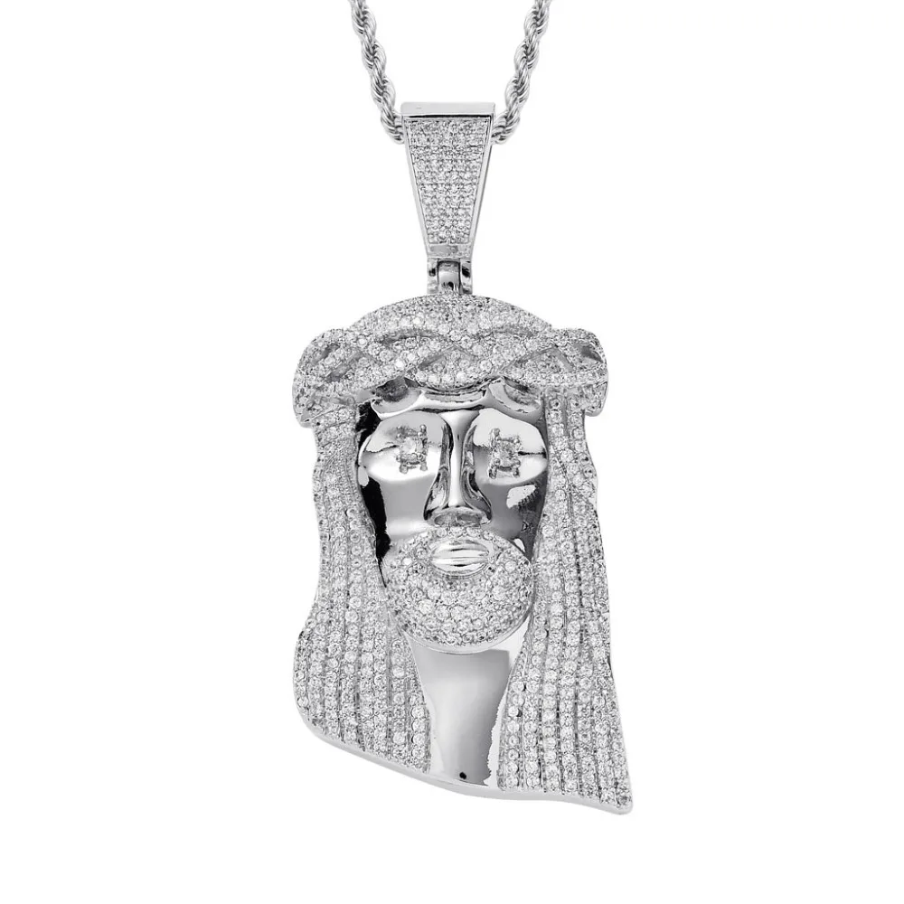 92 мм Высокая большая часть Иисуса подвески ожерелья хип хоп AAA кубическая циркониевая подвеска Bling Iced Out мужские ювелирные изделия раппер золото серебро