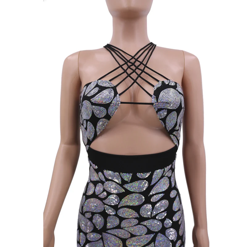 Осень Для женщин зимние облегающее миди без рукавов «Холодное торжество», расшитое пайетками; платья без бретелек модное пикантное, Клубное, вечернее вечерние бандажные платья
