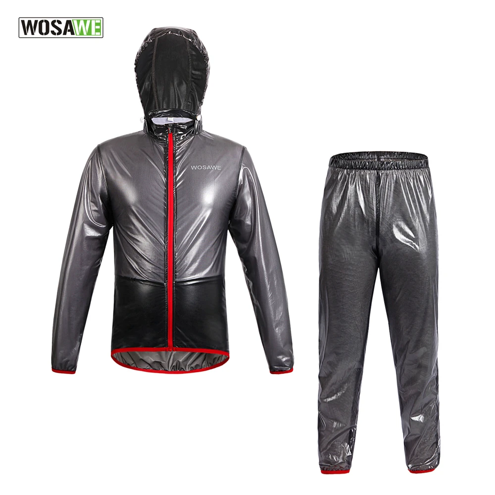 

WOSAWE Unisex Waterproof Cycling Raincoat MTB Bicycle Rain Jacket Long Sleeve Quick Drying Sport Reflective Windproof Clothing