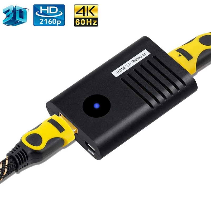 Усилитель сигнала ретранслятора HDMI 2,0, усилитель HDMI 4K Mini HDMI удлинитель Ретранслятор поддержка 4K x 2 K, 3D, 1080 P, быстрый и без потерь T