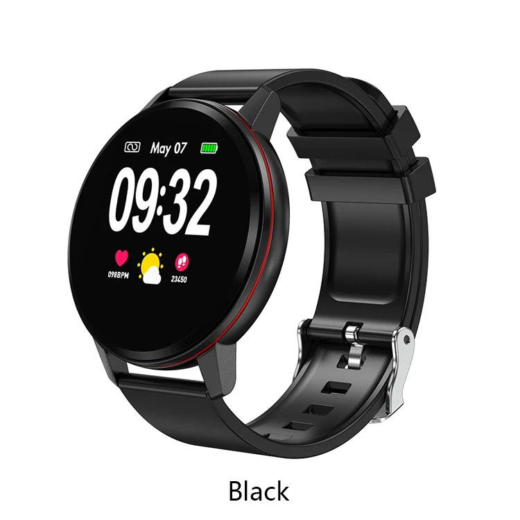 Black ESEED S01 Смарт-часы для женщин полный экран сенсорный водонепроницаемый IP67 smartwatch watehr forecast для samsung xiao mi умный Браслет - Цвет: Black