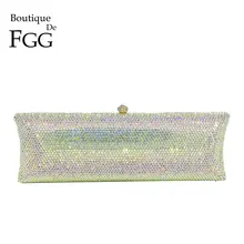 Бутик De FGG Элегантный Серебряный AB женские хрустальные вечерние сумочки и сумки жесткий чехол со стразами Свадебный клатч вечерний клатч в стиле minaudiere