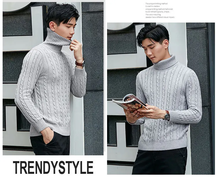 New Winter Turtleneck Sweater Men Cotton Pullover Men Thick Pull Men Long Sleeve Sweater Male Pullovers Casual Sweater Man M-3xl