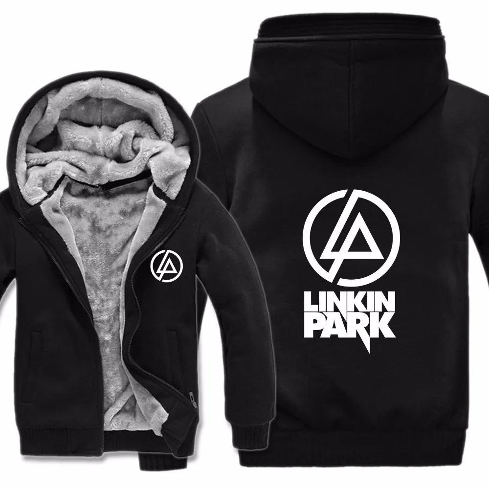 Толстовки в стиле хип-хоп Linkin Park, куртка, утепленный мужской пуловер на молнии, зимняя флисовая шерстяная толстовка с лайнером, музыка, рэп, Linkin Park, толстовка
