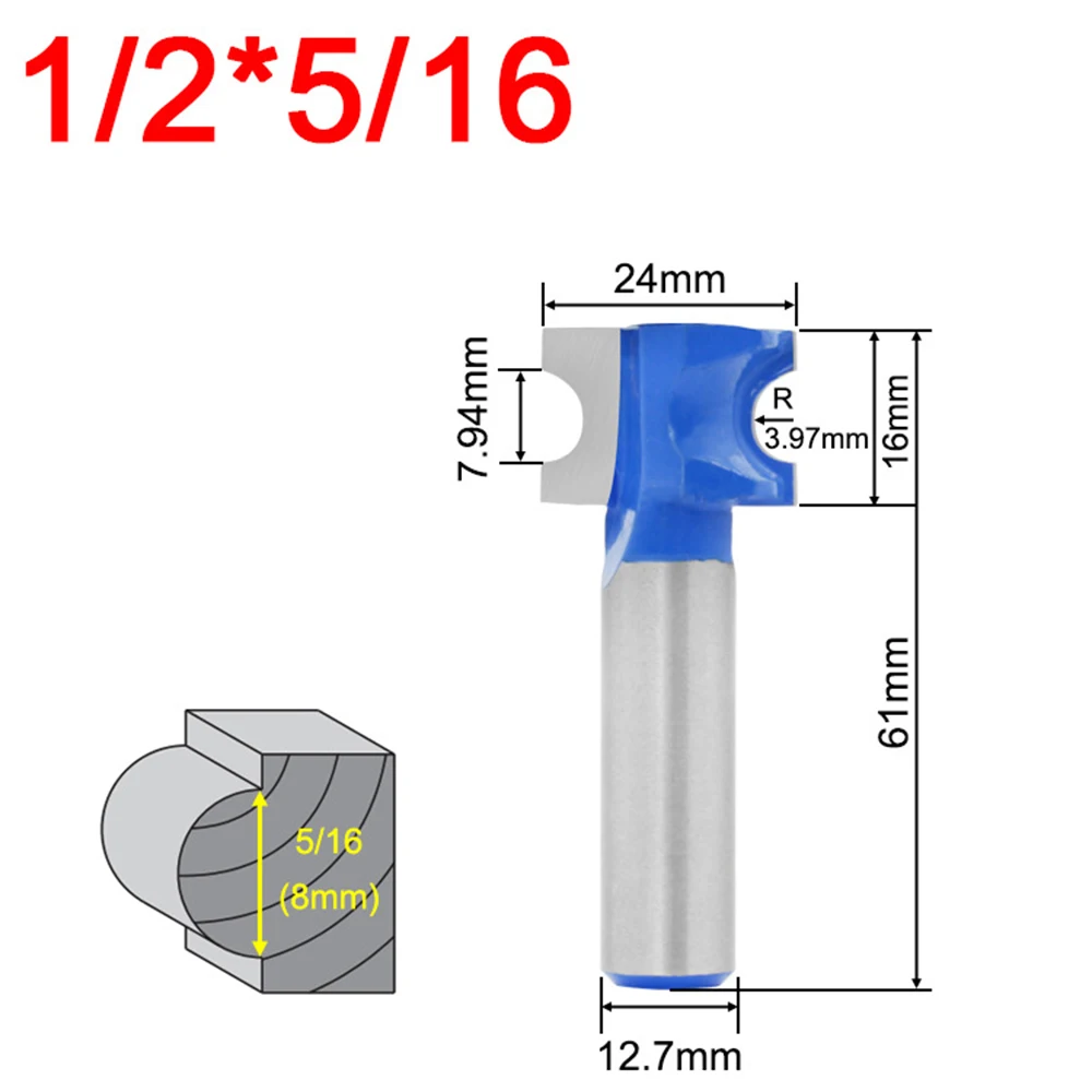1/2 дюйма, хвостовая фреза с полукруглые разноцветные плоские с закругленный Стекловолоконный для вырезания гребней и Концевая фреза быстроходный деревообрабатывающий фрезерный станок твердосплавные фрезы деревообрабатывающий фасонно-фрезерный резец инструмент для древесины MDF