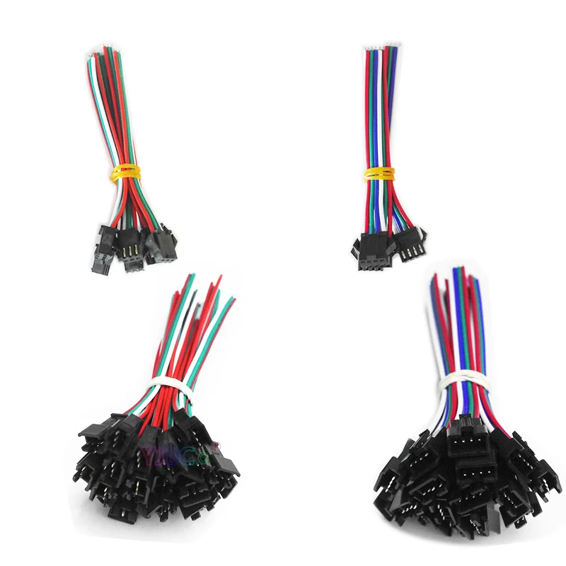 

100 pieces 3pin/4pin SM JST connector Female / male 10cm for 5050 RGB WS2812B,WS2811,WS2815,WS2812 LED Strip light