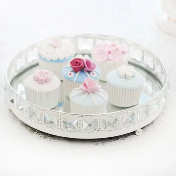 

10“ Round Dessert Plate Wedding Cake Plate Silver Fruit Tray Cake Tools Cosmetic Storage Tray Kitchen Tray Wedding decorations