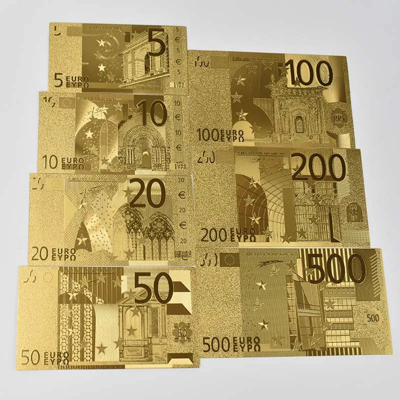 Памятные банкноты из золотой фольги 7 листов/комплект 5/10/20/50/100/200/500|Золотые