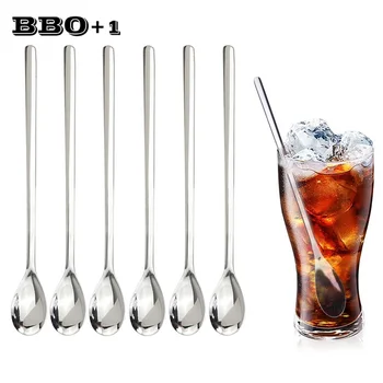 

6pcs 9'' Serving Spoon Stainless Steel Spoon Long Handled Teaspoon Coffee Scoop Dessert Spoons Christmas Honey Fruit Juice
