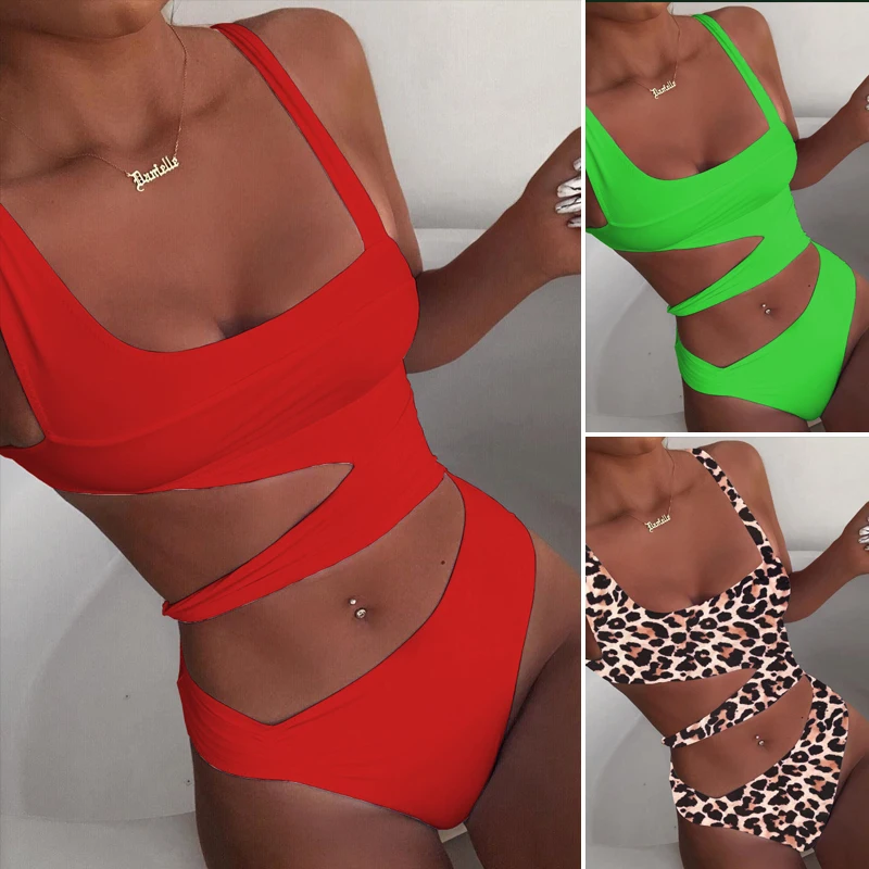 Najtaniej Hollow out bikini 2019 Mujer push up strój kąpielowy kobiet strój kąpielowy z wysokim stanem kobiety body jednoczęściowy biały strój kąpielowy monokini