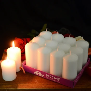

Set of 12 White Unscented Smokeless Pillar Candles for Dinner Bedroom Wedding Church Restaurant Relaxation Meditation