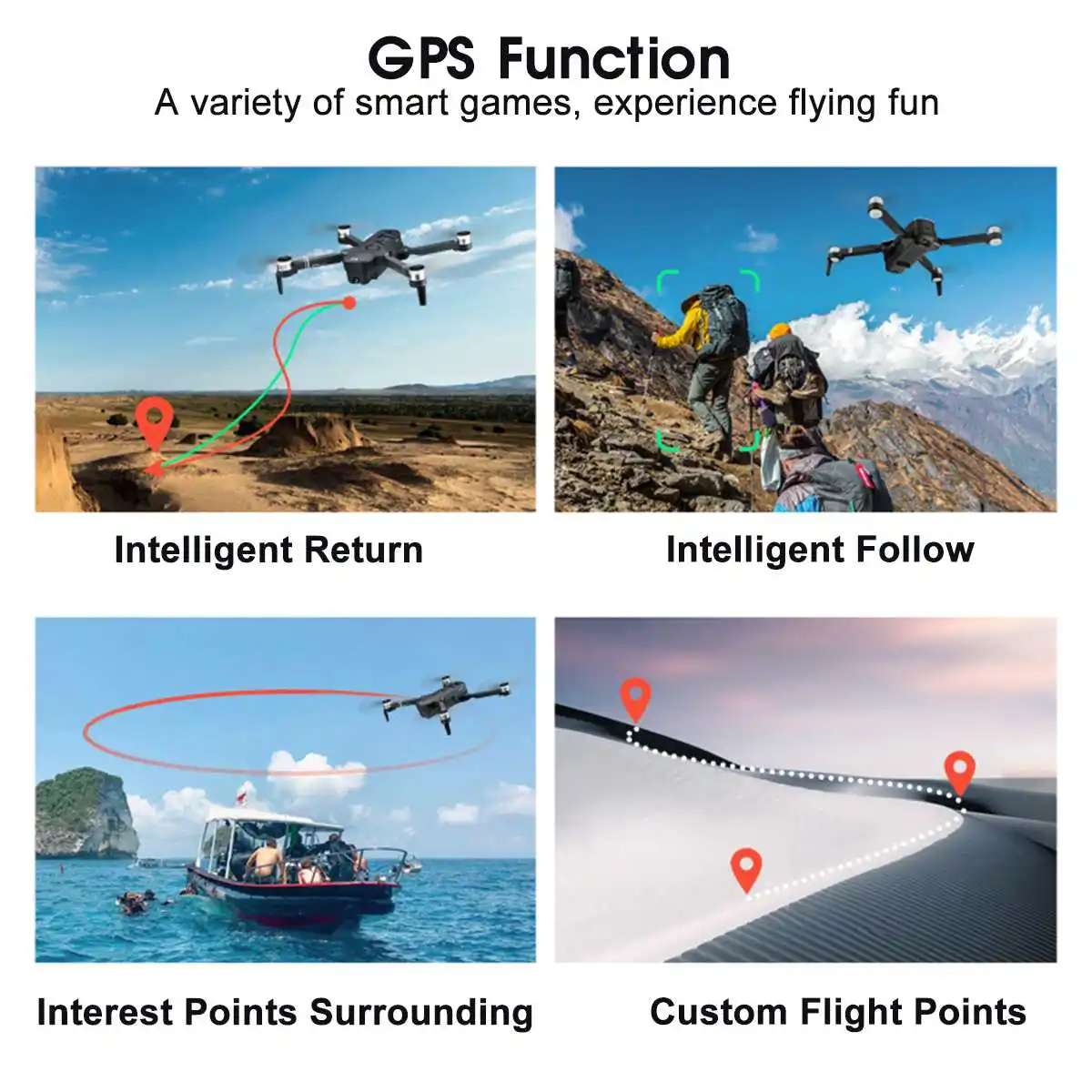 4K HD Wirless Camera Drone Rotating Camera Quadcopter Aerial Photography RC Helicopter With GPS Positioning Route Plan Fuction