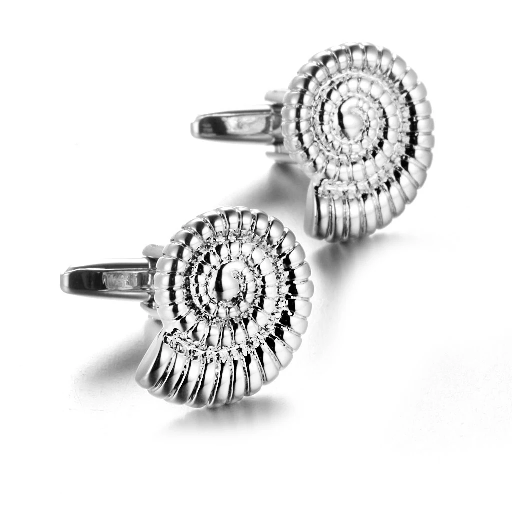 

Men's Shirt Cuff links Conch Snail Shape Cufflinks Silver Fashion Conch Snail /Spiral Column/Duck Tie Clips