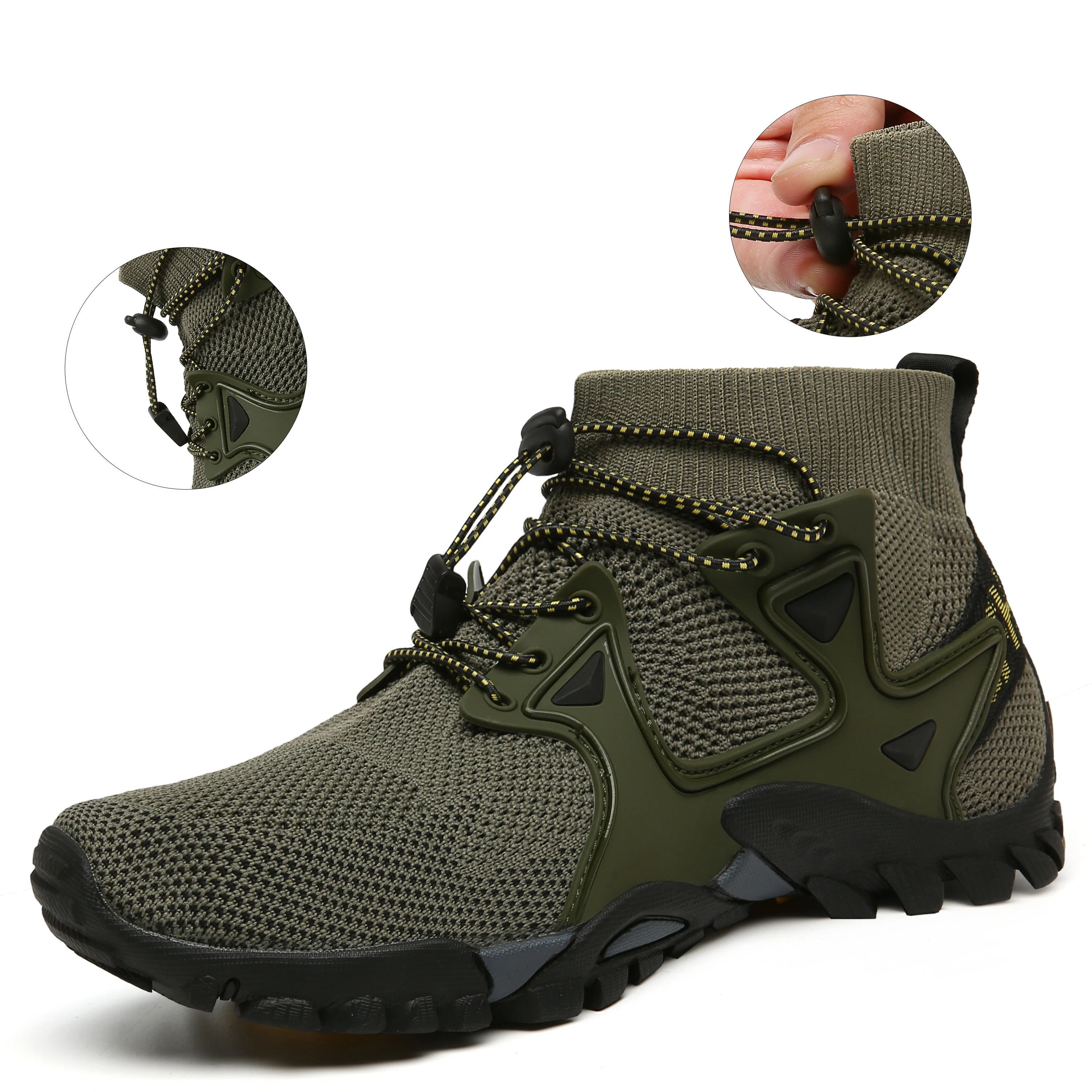 Water Shoes Aqua Shoes Diving Shoes Barefoot Shoes High-Top Breathable Upstream Shoes For Men Flying Weaving Climbing Sneakers Unisex Non-Slip Shock-Absorbant Fishing Zapatillas
