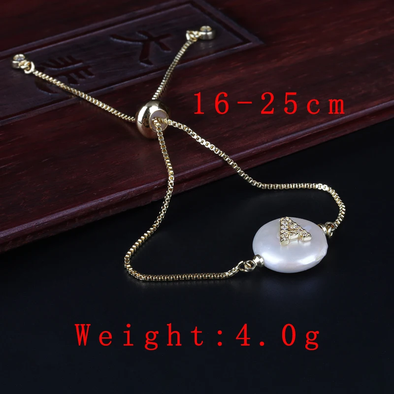 Новое поступление цвет Silve Micro Pave Rainbow CZ 26 инициалы буквенные натуральные пресноводные жемчужные браслеты для женщин ювелирные украшения для девочек