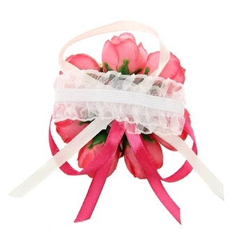 

New Wrist Corsage Bracelet Bridesmaid sisters hand flowers Wedding Party Bridal Prom Rose red