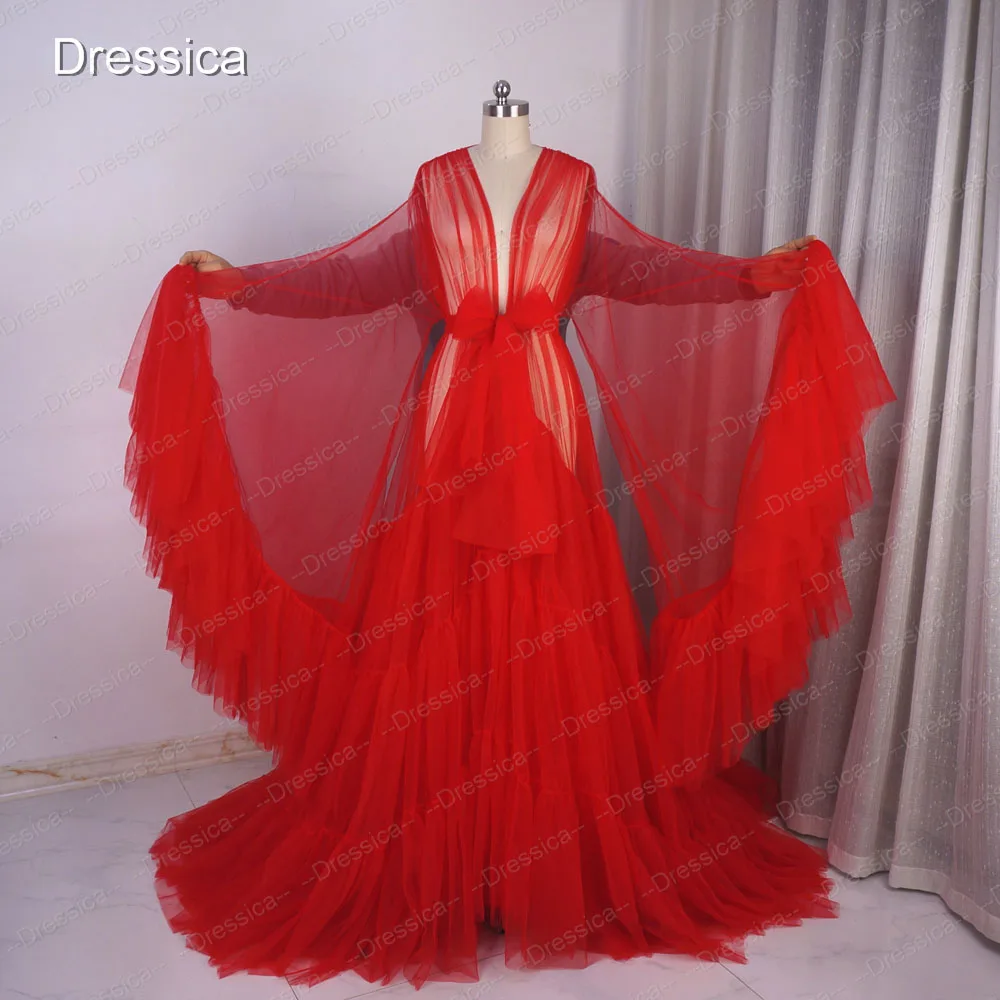 Тюлевое платье голливудский халат представление шикарный наряд Drag queen фотография платье - Цвет: Красный