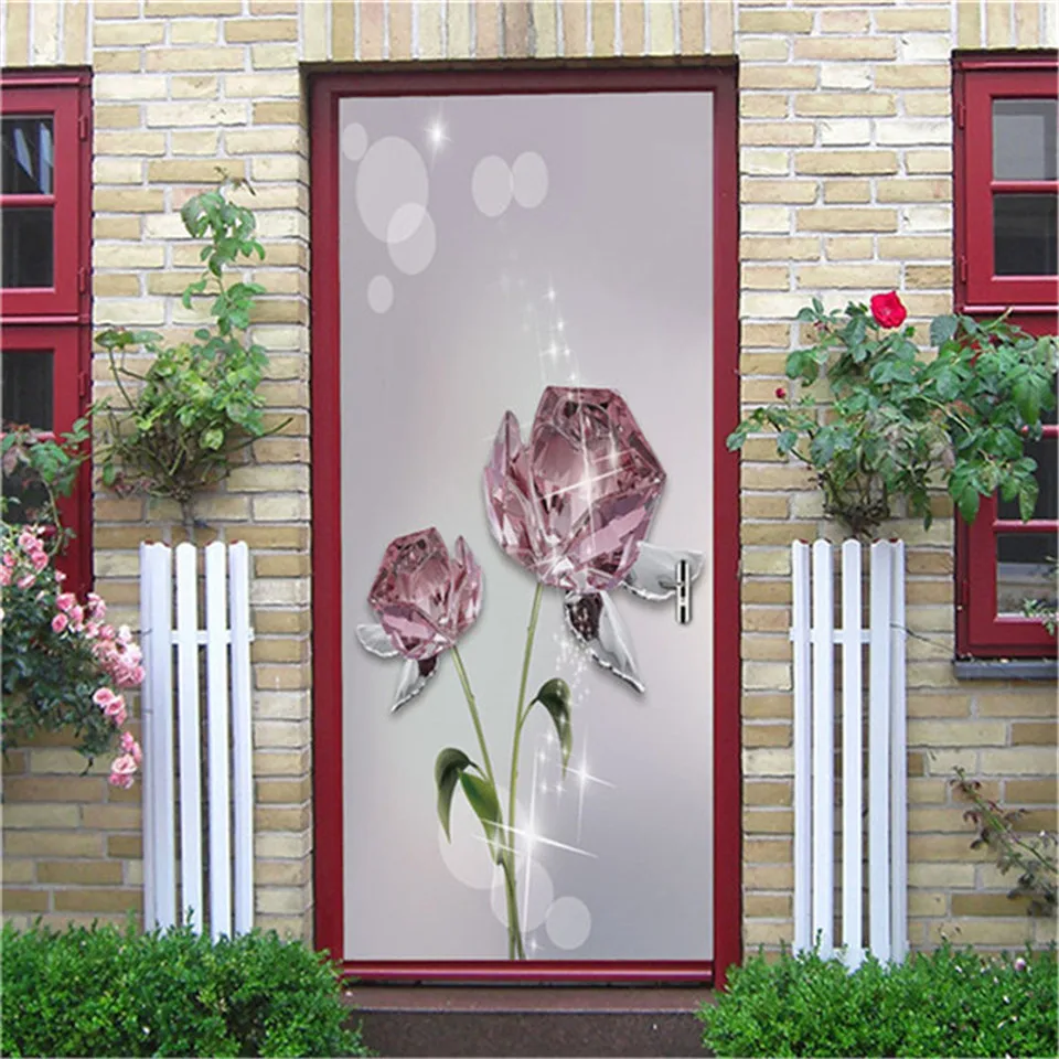 Fashion Door Sticker PVC Self-adhesive Waterproof Wallpaper Home Decor Living Room Wall Art Mural Decals Poster stickers porte - Цвет: dzmt087