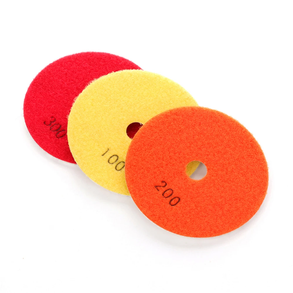 3Pcs 100/200/300 Diamond Wet Polishing Pads Diamond Polishing Discs Granite Marble Concrete Stone Polishing Grinding Discs Tool