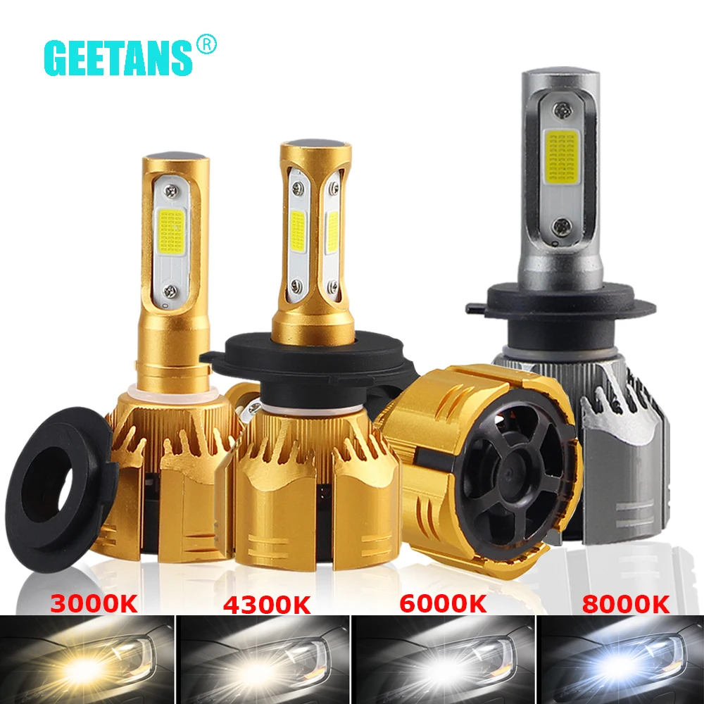 GEETANS Автомобильные фары H4 H7 светодиодный H1 H3 H8 H9 H11 9005 HB3 9006 HB4 880 881 H27 HB2 COB ные лампы 60